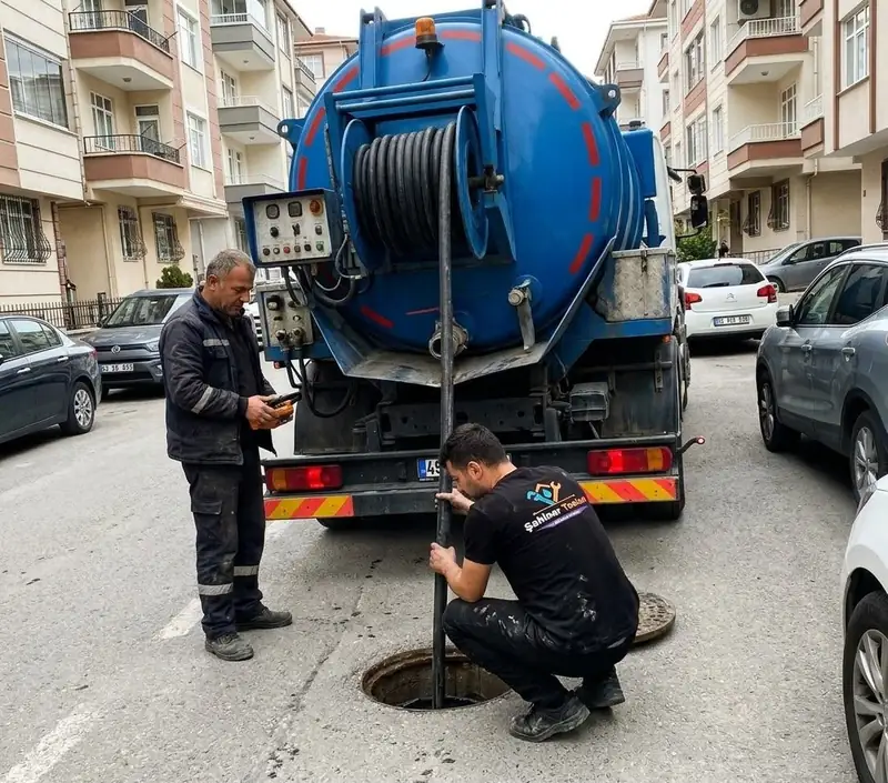 Şahiner ekibi vidanjör ile rögar açarken